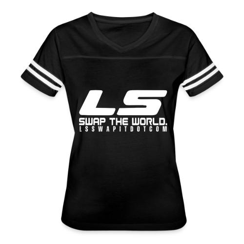 LS SWAP THE WORLD DOT COM - Women's V-Neck Football Tee