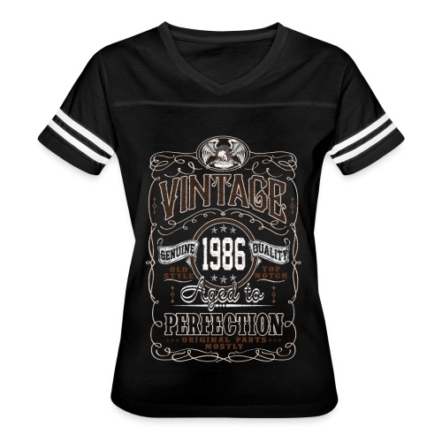 Vintage 1986 Aged To Perfection - Women's V-Neck Football Tee