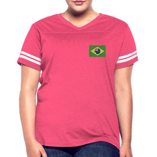 Brazil flag with Australia Twist - Women's V-Neck Football Tee