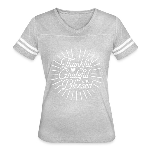 Thankful, Grateful and Blessed Design - Women's V-Neck Football Tee