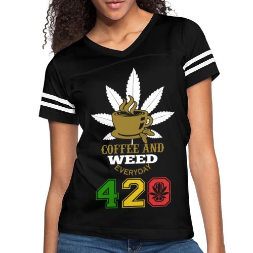 2024 420 Coffee & Smoke Weed Marijuana Design - Women's V-Neck Football Tee
