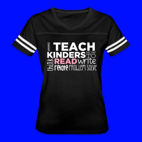 I Teach Kinders How To Read Kindergarten Teacher - Women's V-Neck Football Tee