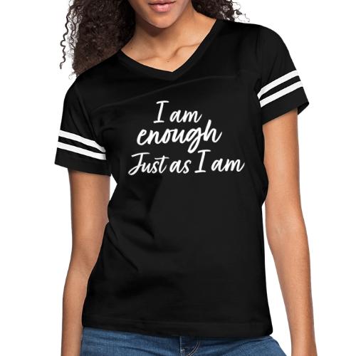 I am Enough just as I am - Women's V-Neck Football Tee