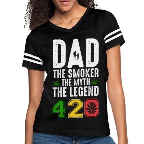 Gleeful Smoking dad The smoker the myth the legend - Women's V-Neck Football Tee