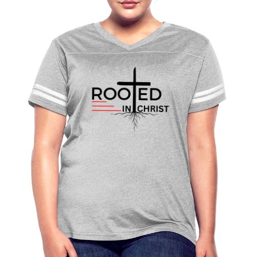 Rooted in Christ - Colossians 2:7 - Women's V-Neck Football Tee