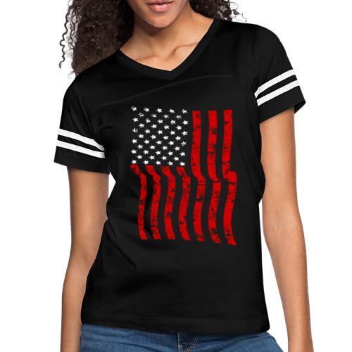 Vintage Waving USA Flag Patriotic T-Shirts Design - Women's Vintage Sports T-Shirt