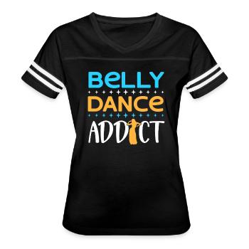 Belly Dance Addict Belly Dancer Belly Dancing - Women's V-Neck Football Tee - black/white - Front - Danielle (179cm)