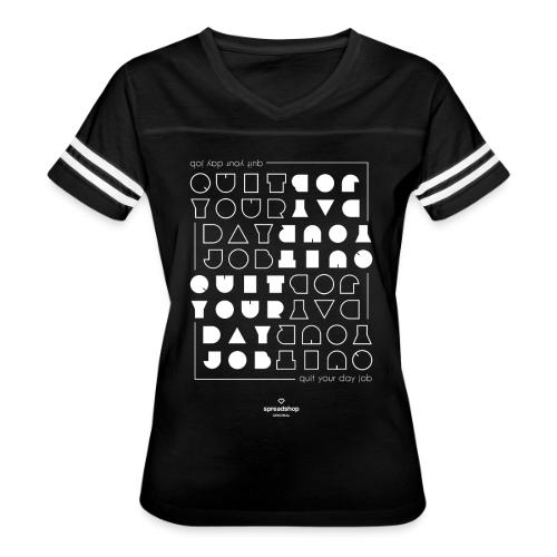 Quit upside white - Women's V-Neck Football Tee
