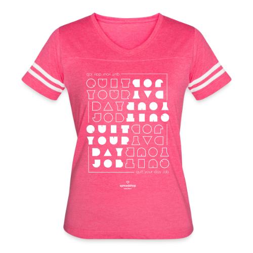Quit upside white - Women's V-Neck Football Tee