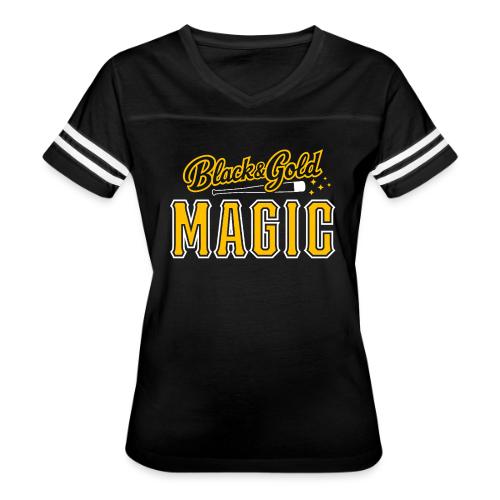 Black & Gold Magic - Women's V-Neck Football Tee