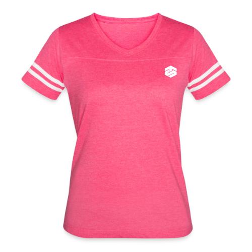 White Logo Collection - Women's V-Neck Football Tee
