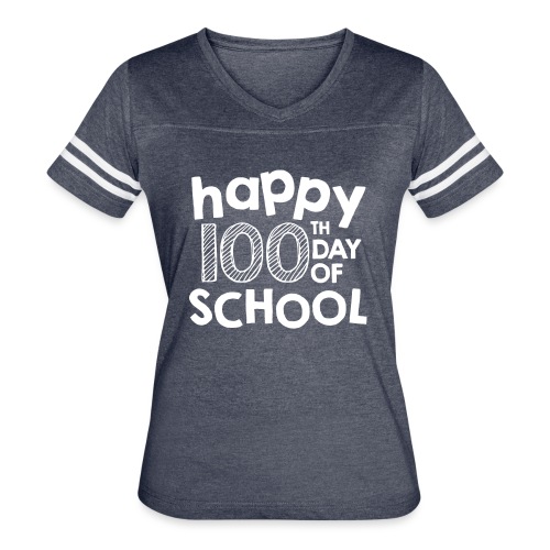 Happy 100th Day of School Chalk Teacher Shirts - Women's V-Neck Football Tee
