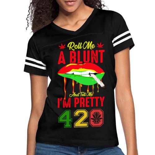 Pleasant 420 Smoke a Blunt Weed Marijuana Design - Women's V-Neck Football Tee