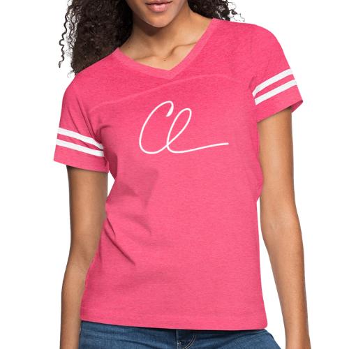 CL Signature (White) - Women's V-Neck Football Tee