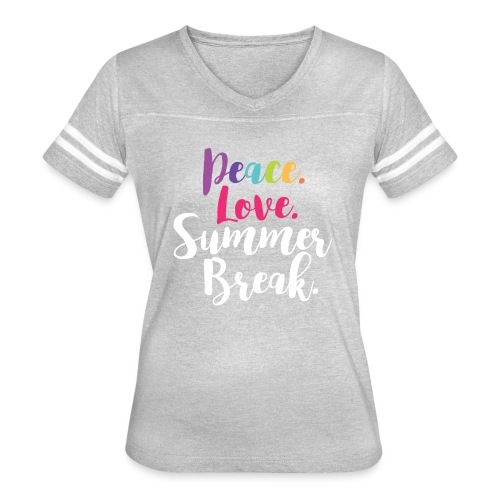 Peace Love Summer Break Teacher T-Shirts - Women's V-Neck Football Tee