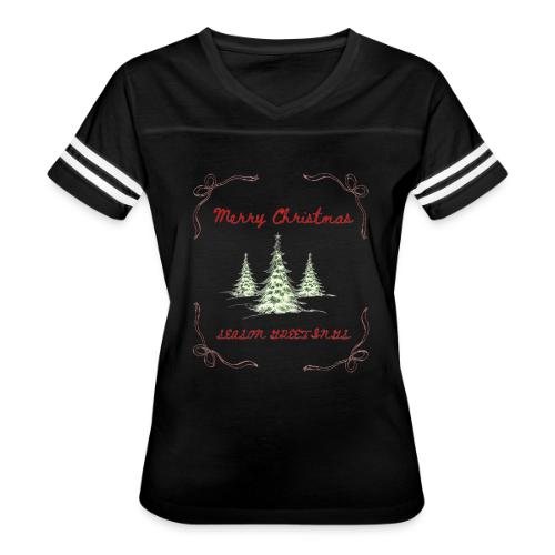 Beautiful Green Christmas Tree Graphic - Women's V-Neck Football Tee