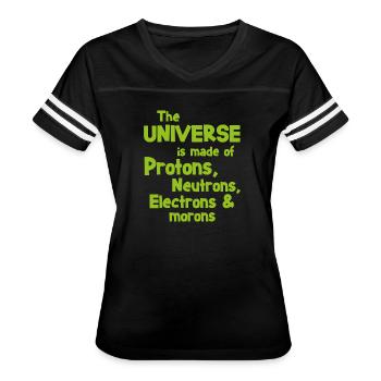 Science quote morons student gift - Women's V-Neck Football Tee - black/white - Front - Danielle (179cm)