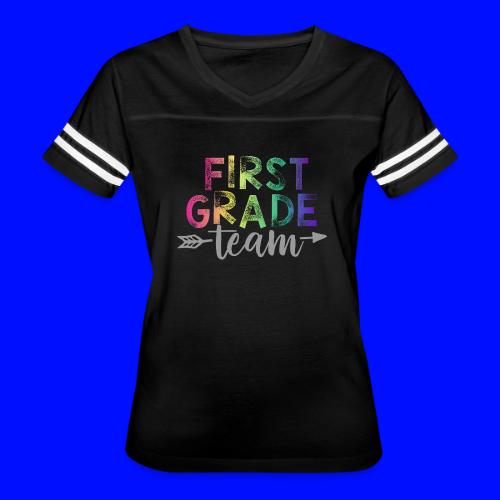 First Grade Team Teacher T-Shirts Rainbow - Women's V-Neck Football Tee