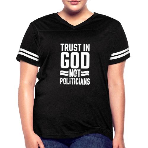 Trust in God not politicians American Flag T-Shirt - Women's V-Neck Football Tee