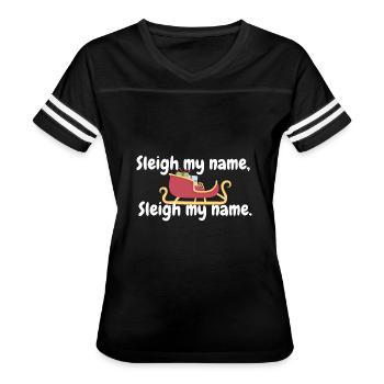 Christmas pun - Women's V-Neck Football Tee - black/white - Front - Danielle (179cm)