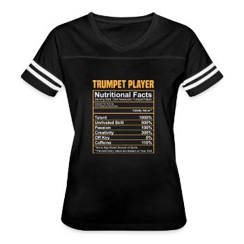 Nutritional Facts Trumpet Funny Trumpet Gift - Women's V-Neck Football Tee - black/white - Front - Danielle (179cm)