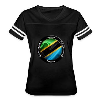 Tanzania - Women's V-Neck Football Tee - black/white - Front - Danielle (179cm)