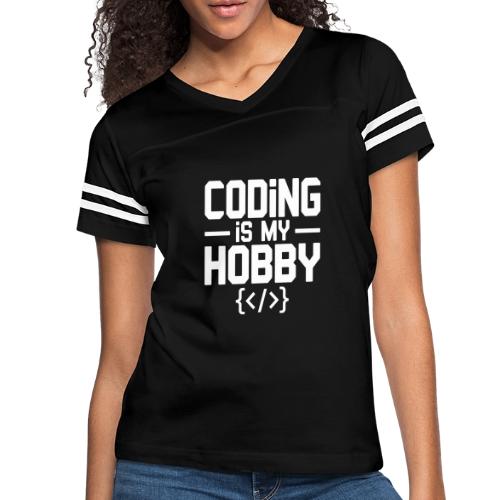 Coding Is My Hobby Typography - Women's V-Neck Football Tee
