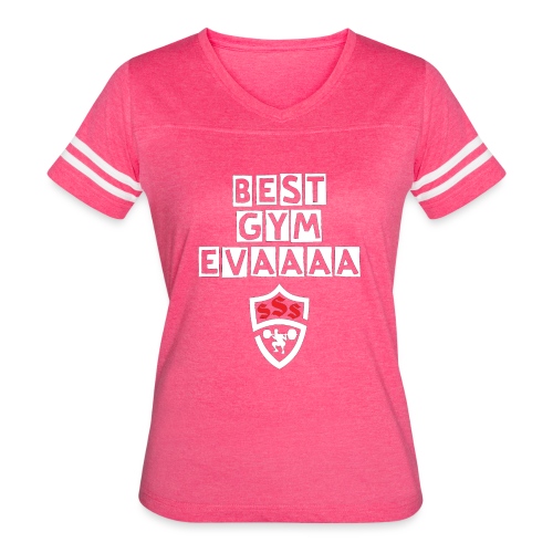 Best Gym Evaaa White and Red - Women's V-Neck Football Tee