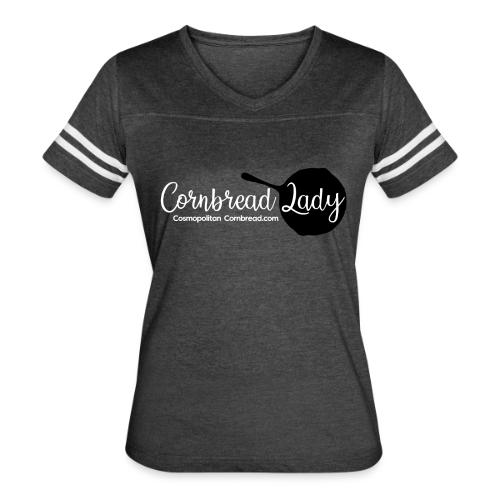 cornbread lady - Women's V-Neck Football Tee