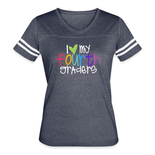 I Love My Fourth Graders Teacher Shirt - Women's V-Neck Football Tee