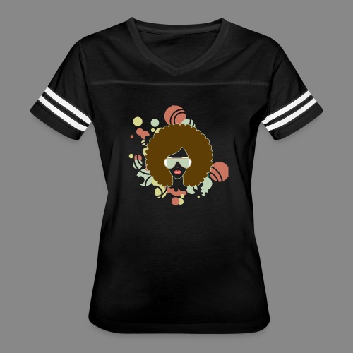 Brown Afro (Abstract) - Women's V-Neck Football Tee