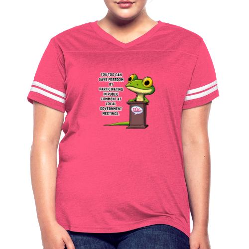 Public Comment Lizard Design - Women's V-Neck Football Tee