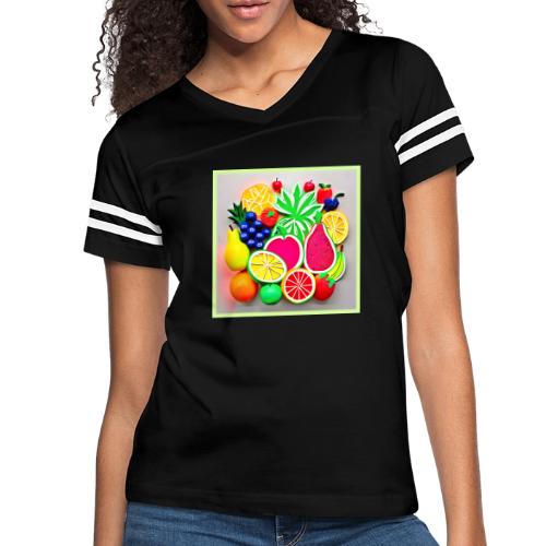 Colorful Fruit Pop Art - Women's V-Neck Football Tee