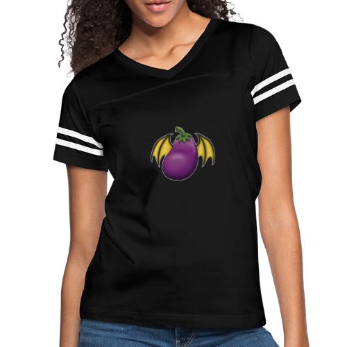 Eggplant Logo With White Outline - Women's V-Neck Football Tee