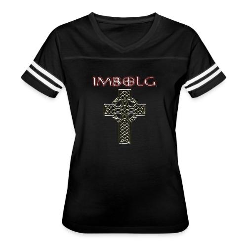 Imbolg Steel Logo with Celtic Cross - Women's V-Neck Football Tee