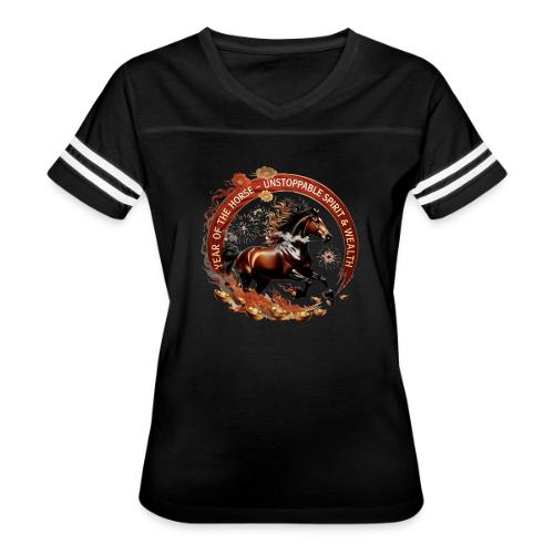 Year of the Horse Fiery Spirit T Shirt, Lunar New - Women's V-Neck Football Tee