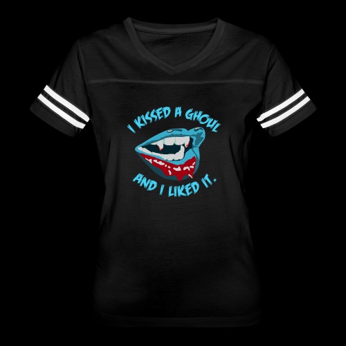 I Kissed a Ghoul - Women's V-Neck Football Tee