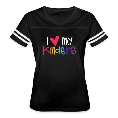 I Love My Kinders Teacher Shirt - Women's V-Neck Football Tee