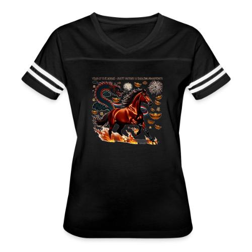 Year of the Horse Victory T Shirt, Lunar New Year - Women's V-Neck Football Tee