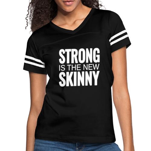 Strong is the New Skinny (Black Print) - Women's V-Neck Football Tee