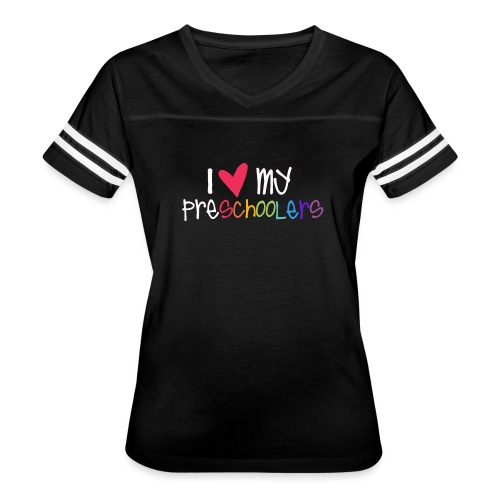 I Love My Preschoolers Teacher Shirt - Women's V-Neck Football Tee
