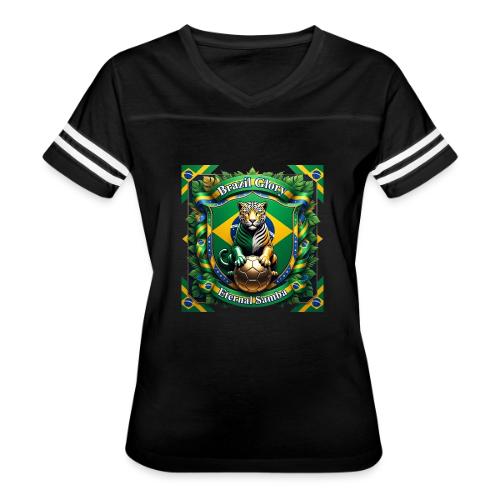 Brazil Jaguar Glory T-Shirt, Flag Pride Badge Gift - Women's V-Neck Football Tee