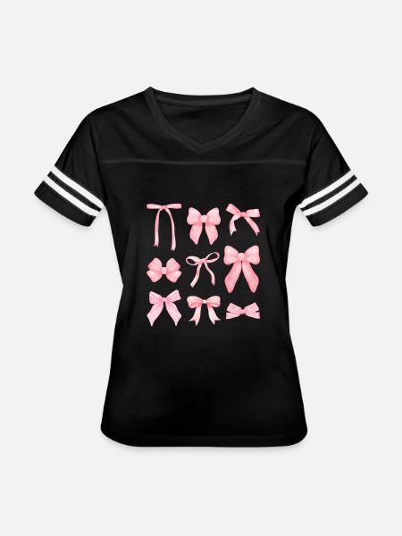 Hair bow pink - Women's V-Neck Football Tee - black/white