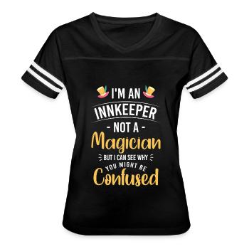 Tavern Alcohol Work Gastronomy - Women's V-Neck Football Tee - black/white - Front - Danielle (179cm)