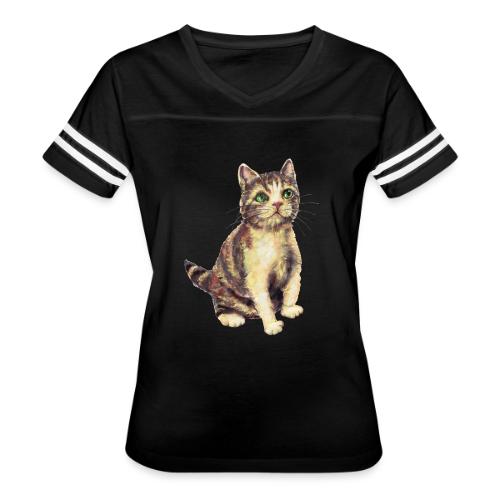 Cat - Women's V-Neck Football Tee