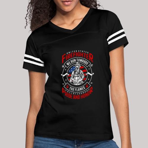 United States Firefighter - Women's V-Neck Football Tee