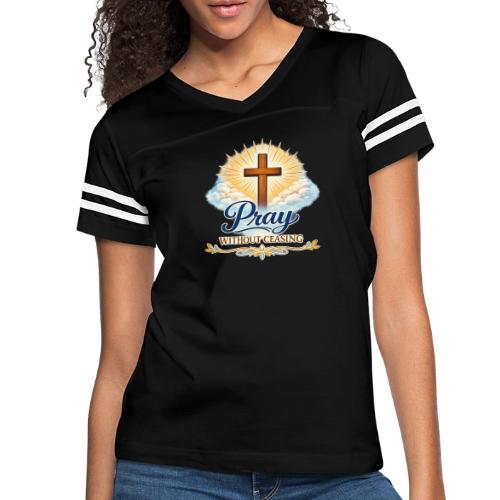 Pray Without Ceasing - Women's V-Neck Football Tee