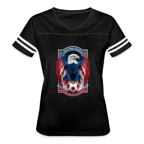 USA Eagle Emblem T Shirt, USA Soccer Pride Gift - Women's V-Neck Football Tee