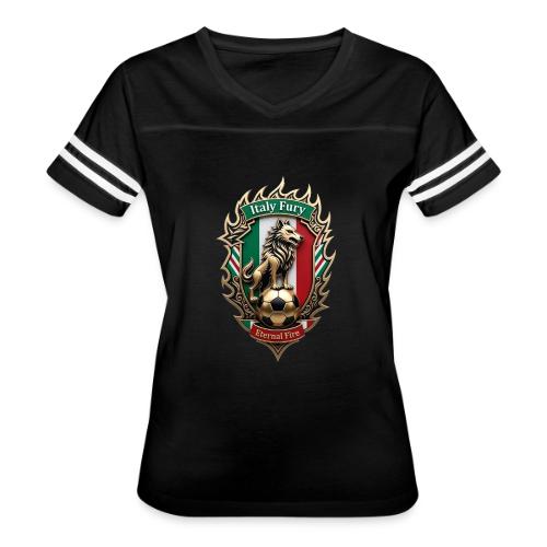 Italy Wolf Fury T-Shirt, Italian Flag Pride Gift - Women's V-Neck Football Tee