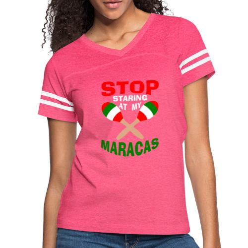 Stop Staring at my Maracas - Women's V-Neck Football Tee
